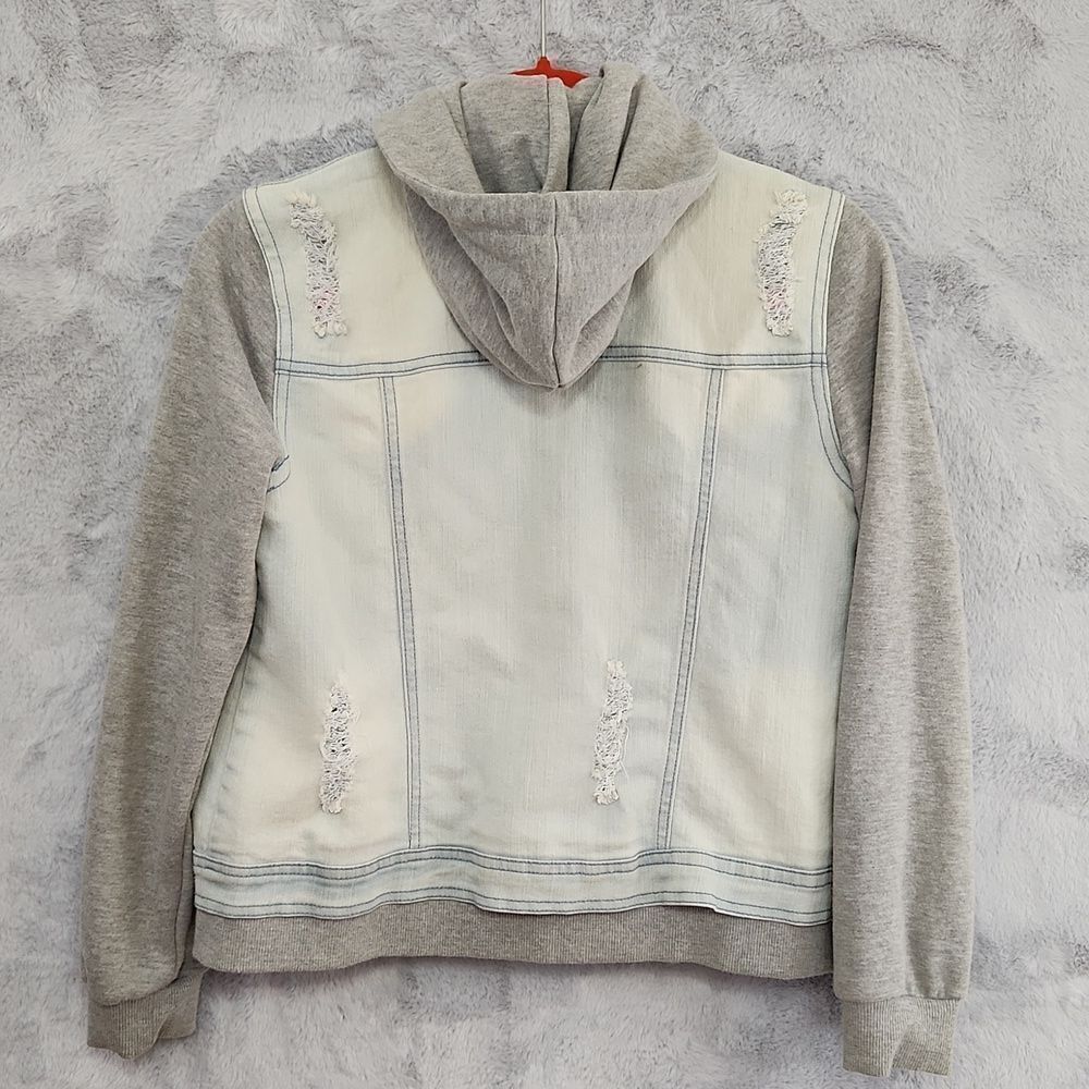 Weissman Hooded Denim Jacket Costume Layered Gray Hoodie Youth SA - Picture 6 of 12